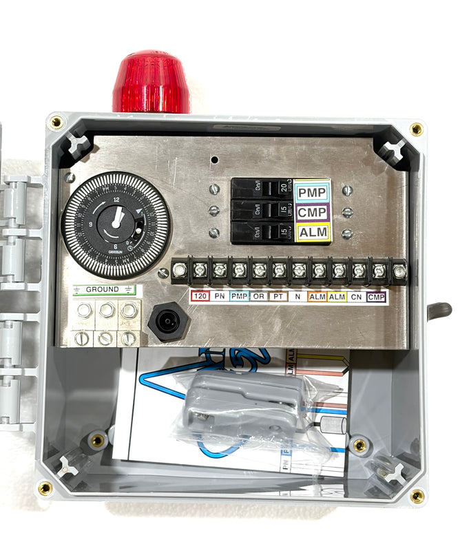 Tran T2 Aerobic Septic Control Panel with timer and air switch