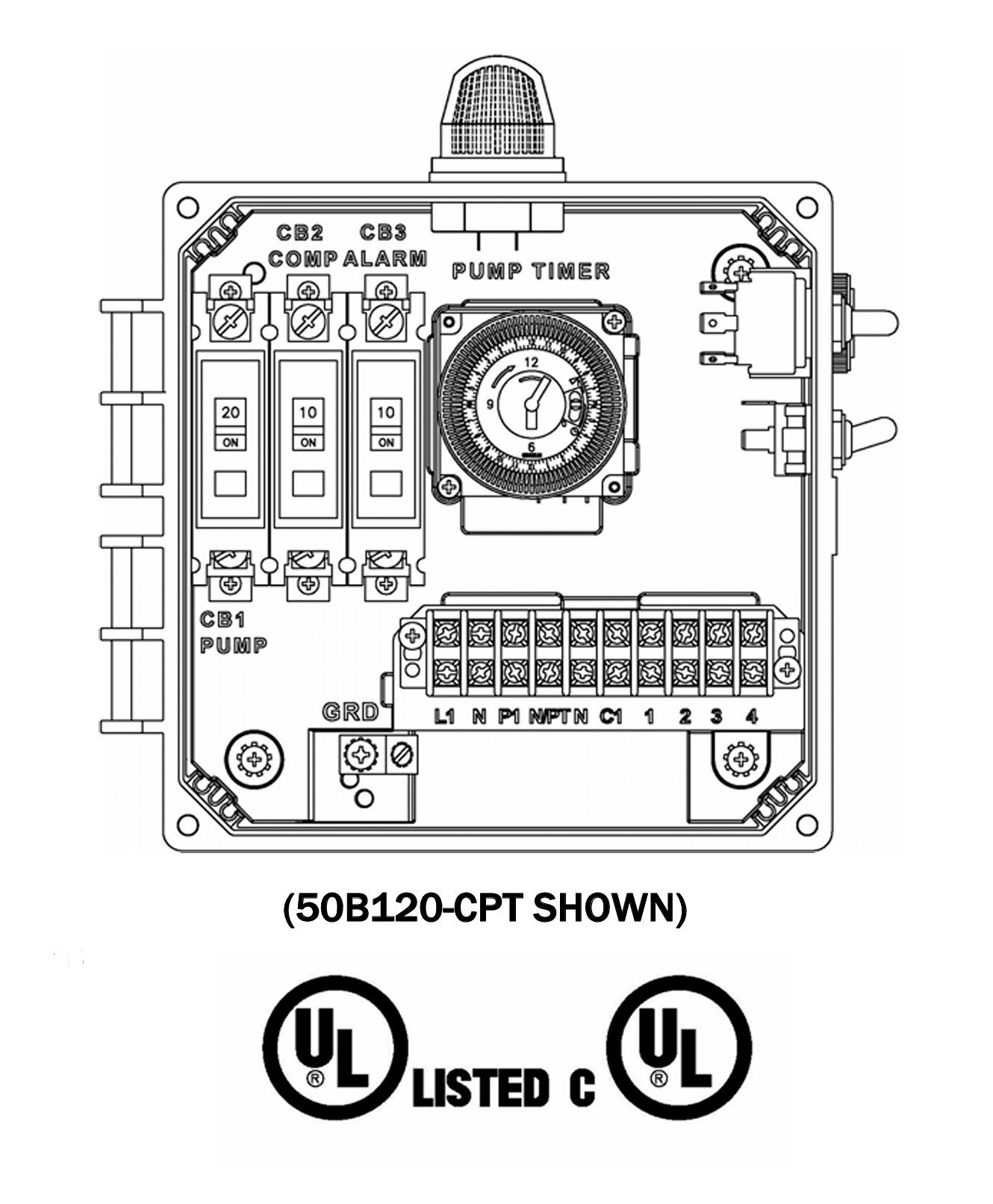 SPI 50B120-CPT Model Aerobic Control Panel with Timer