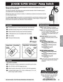 SJE Rhombus Junior Super Single Pump Float Switch 10FT (Mercury)